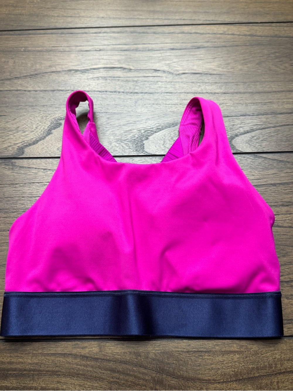 Athleta Hot Pink sports Crop Top with Navy Band